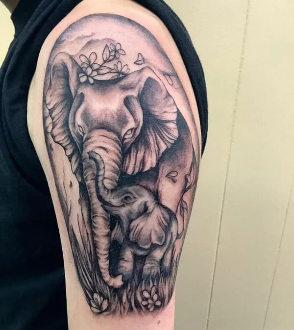 Mother Son Elephant Tattoo