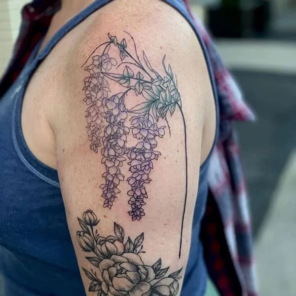 Wisteria Thigh Tattoo