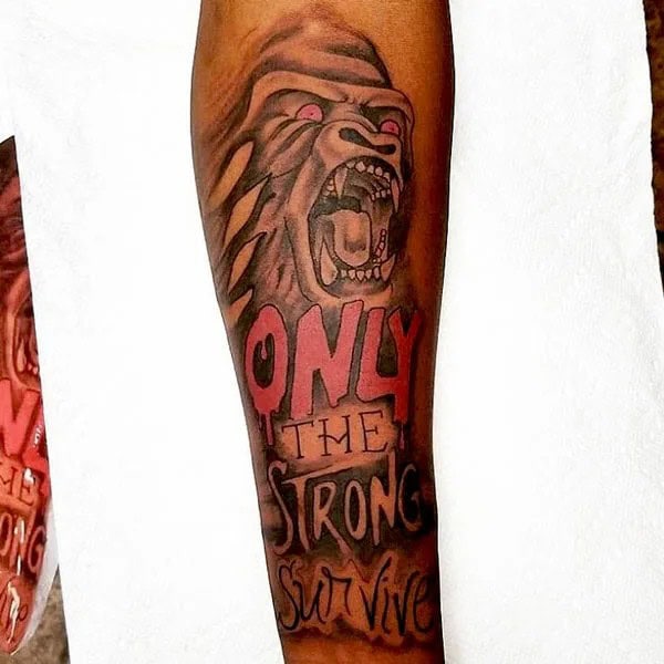 “Only The Strong Survive” Gorilla/Ape Tattoo