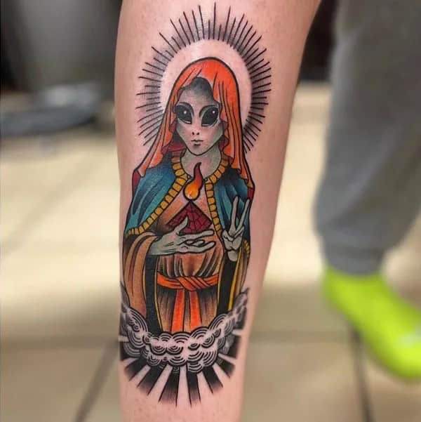 Alien Virgin Mary Tattoo