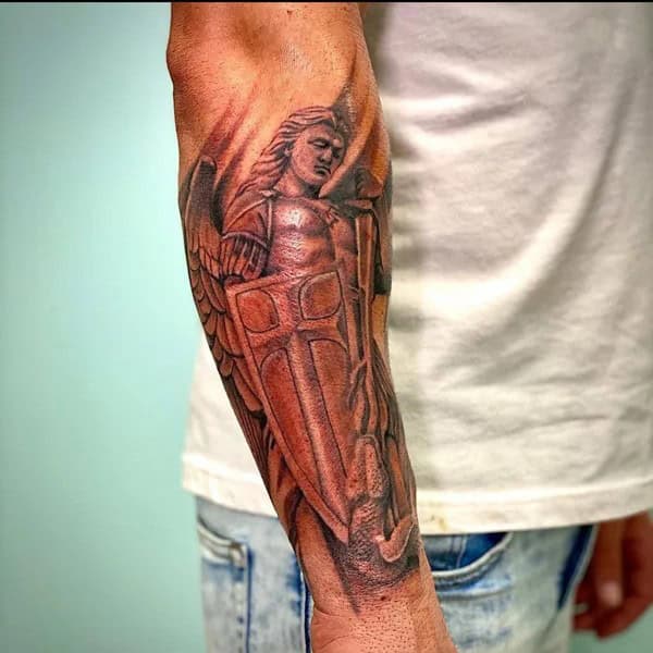 St Michael Forearm Tattoo