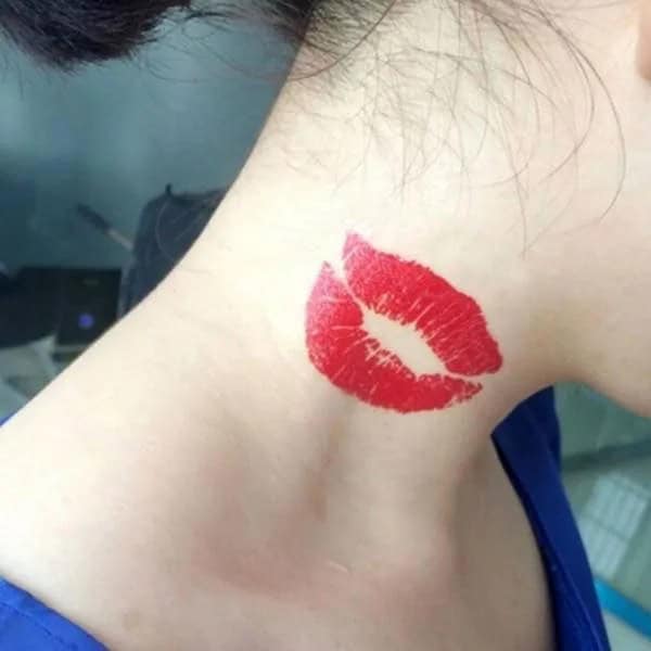 Feisty Neck Lip Tattoo