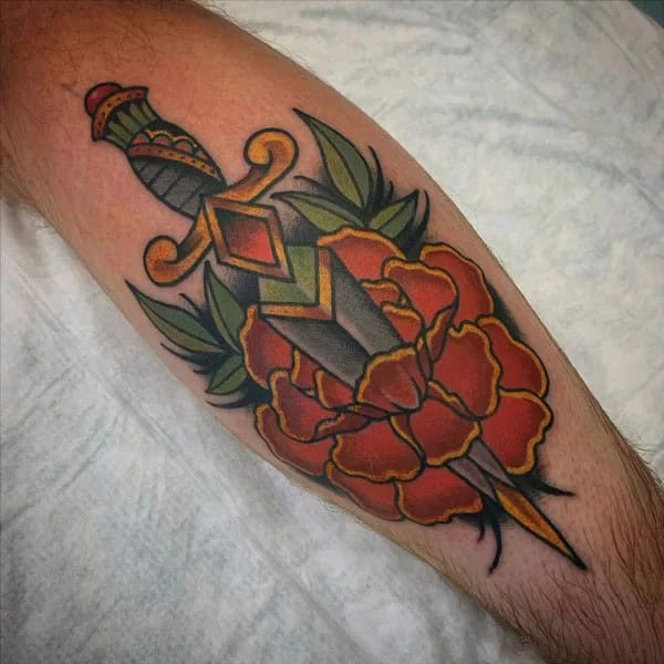 Traditional Marigold Tattoo