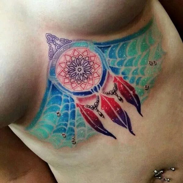 Dream Catcher Tattoo Under Breast