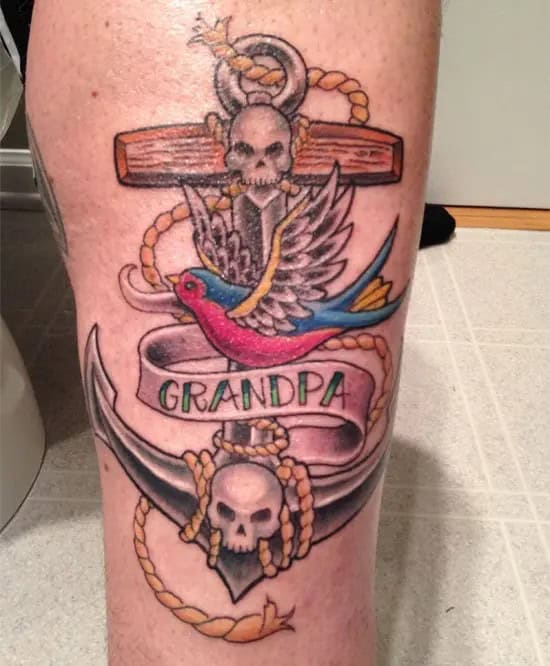 RIP Grandpa Tattoo Navy Anchor And Skull