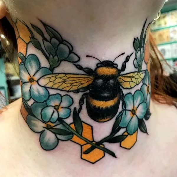 Bee Neck Tattoo