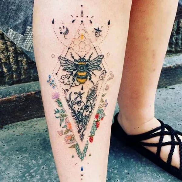 Geometric Bee Tattoo