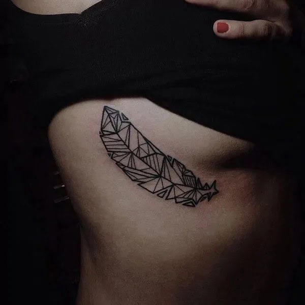 Feather Tattoo Under Breast