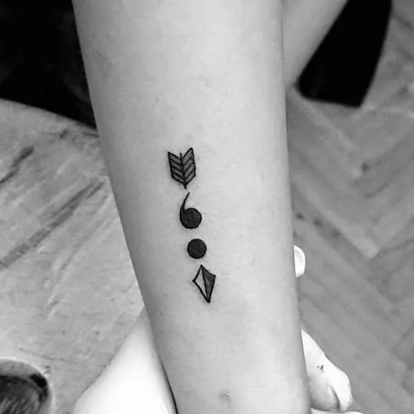 Arrow Semicolon Tattoo