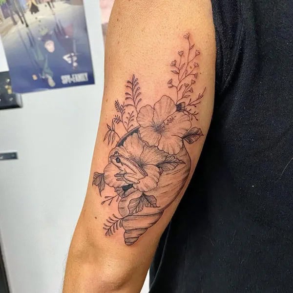 Frog and Flower Tattoo