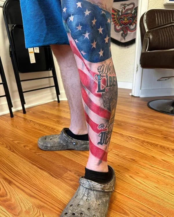 Patriotic Leg Tattoo