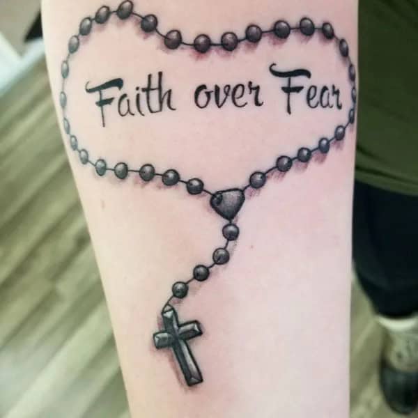 “Faith Over Fear” Cross Tattoo