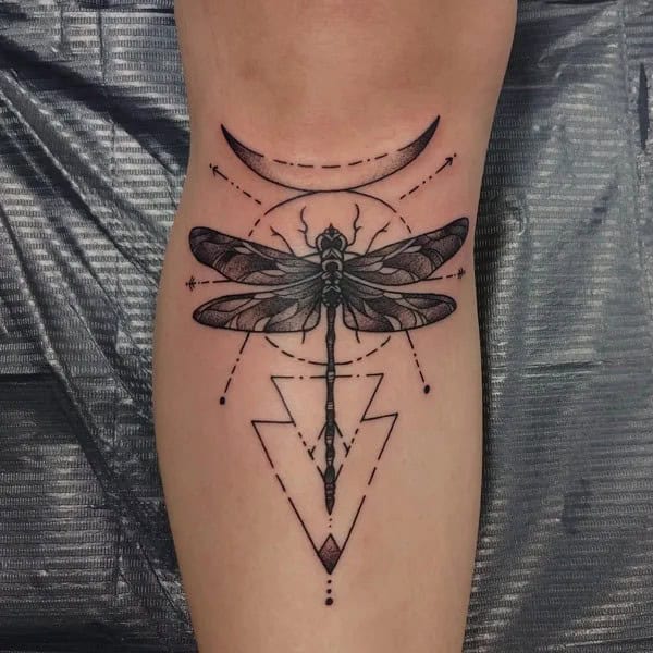 Geometric Dragonfly Tattoo