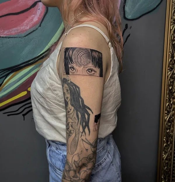 Geometric Junji Ito Tattoo