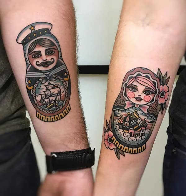 Traditional Couple Tattoo