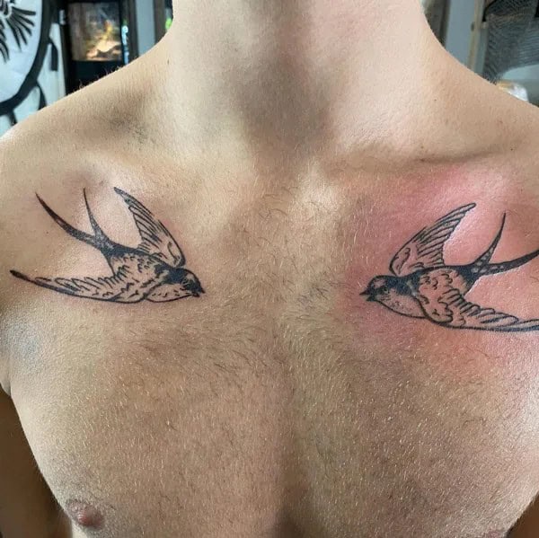 Sparrow Tattoo on Chest