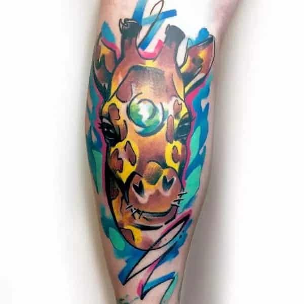 Watercolor Giraffe Tattoo