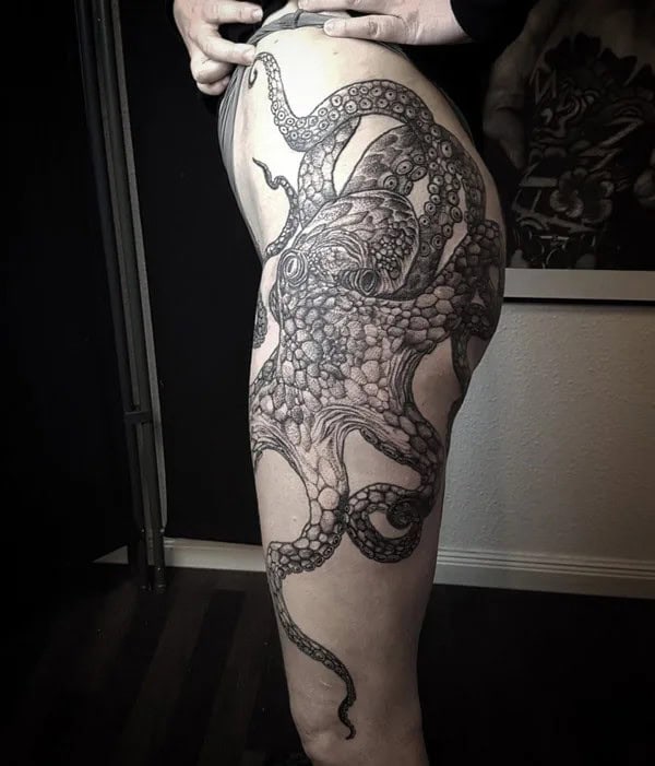 Kraken Thigh Tattoo