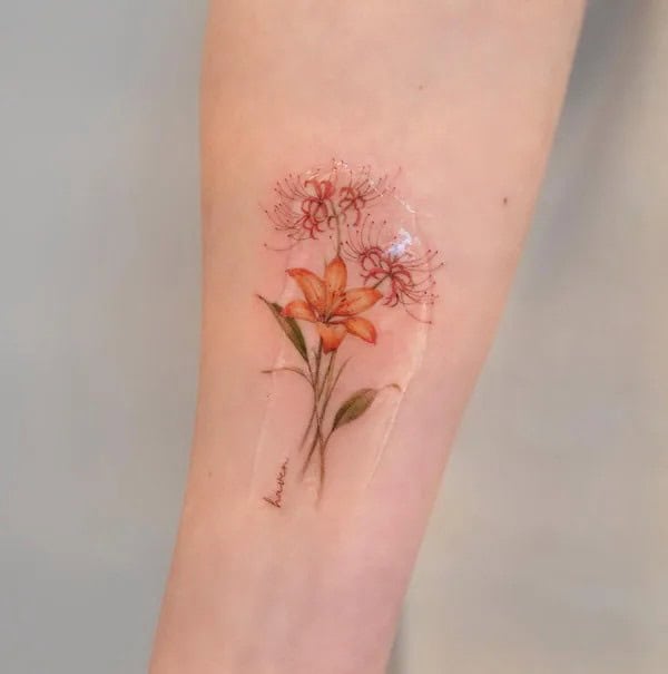 Orange Tiger Lily Tattoo