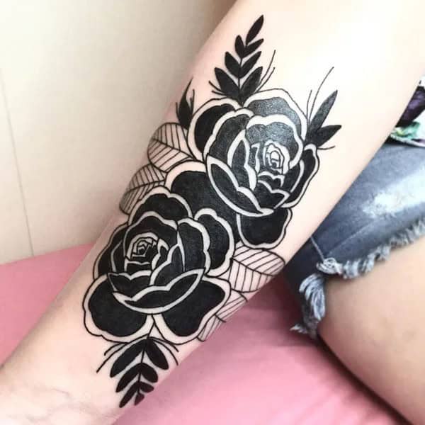 Traditional Black Rose Tattoo