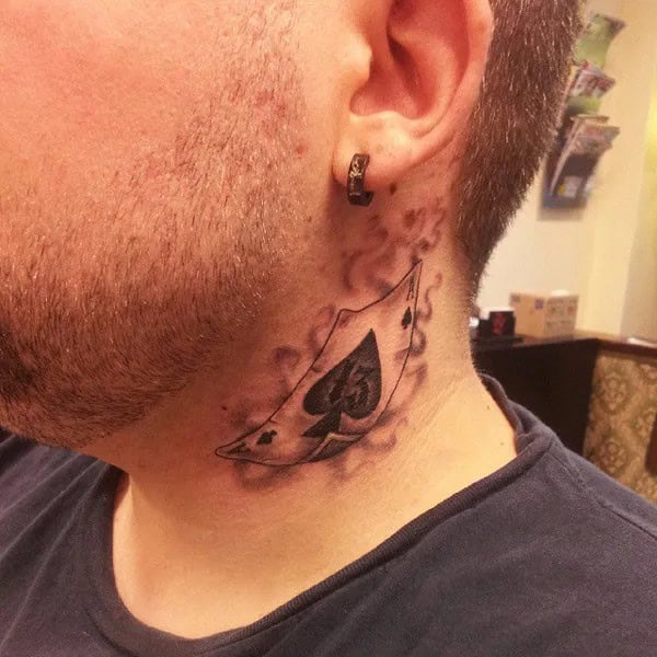 Ace of Spades Neck Tattoo