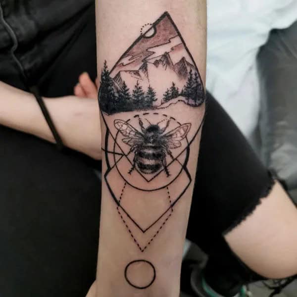 Geometric Bee Tattoo