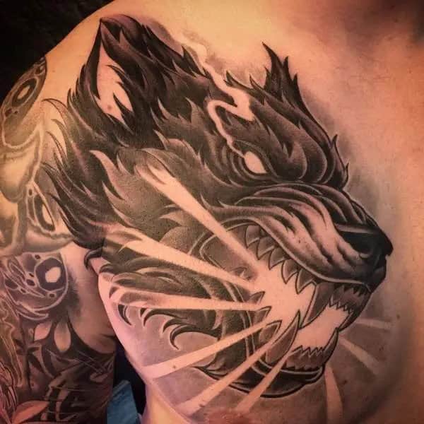 Fenrir Chest Tattoo