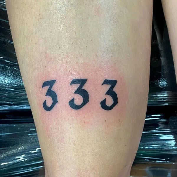 333 Behind The Neck Tattoo