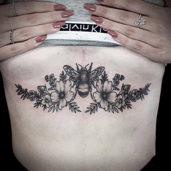 Sternum Bee Tattoo