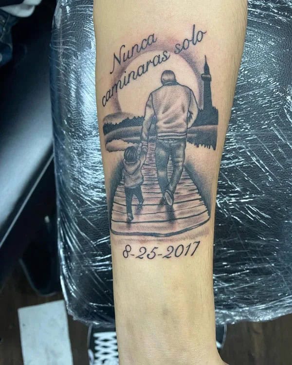 Father Son Tattoo on Forearm