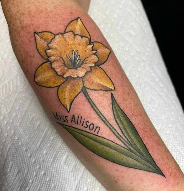 Daffodil Tattoo with Name