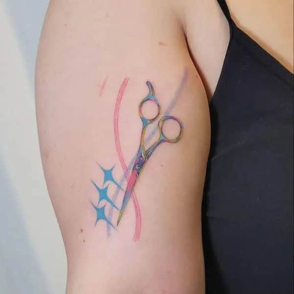 Colorful Scissor Tattoo