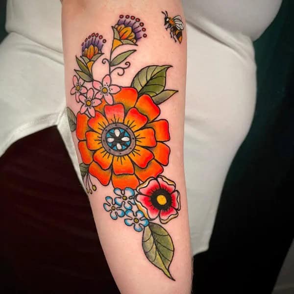 Traditional October Birth Flower Tattoo