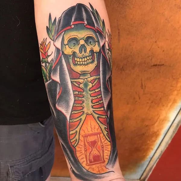 Grim Reaper Hourglass Tattoo