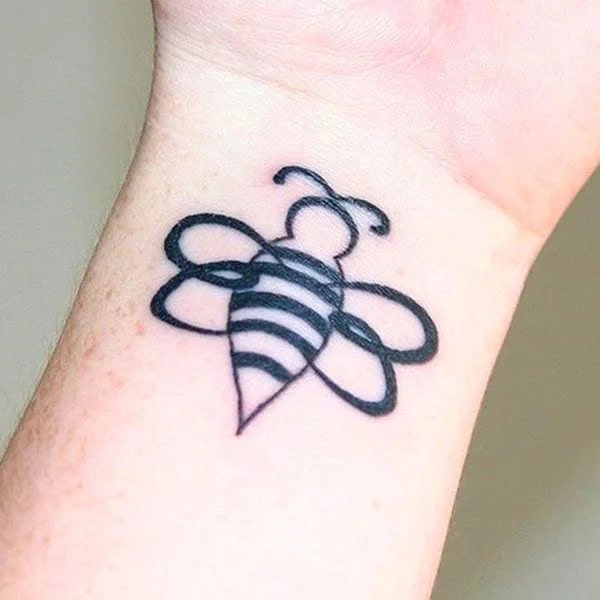 Fine Line Bee Tattoo