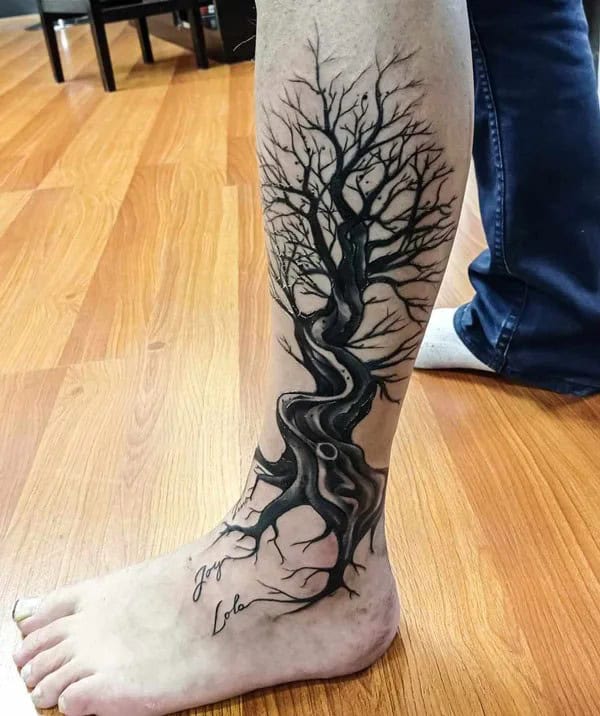 Family Tree Blackwork Tattoo