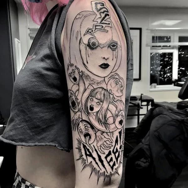 Geometric Junji Ito Tattoo