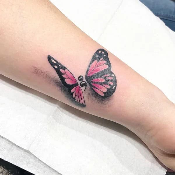 Butterfly Semicolon Tattoos