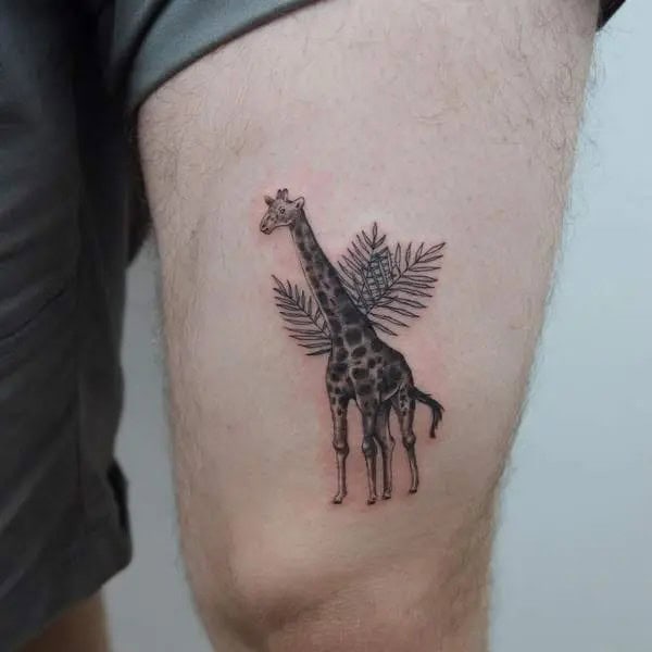 Giraffe Thigh Tattoo