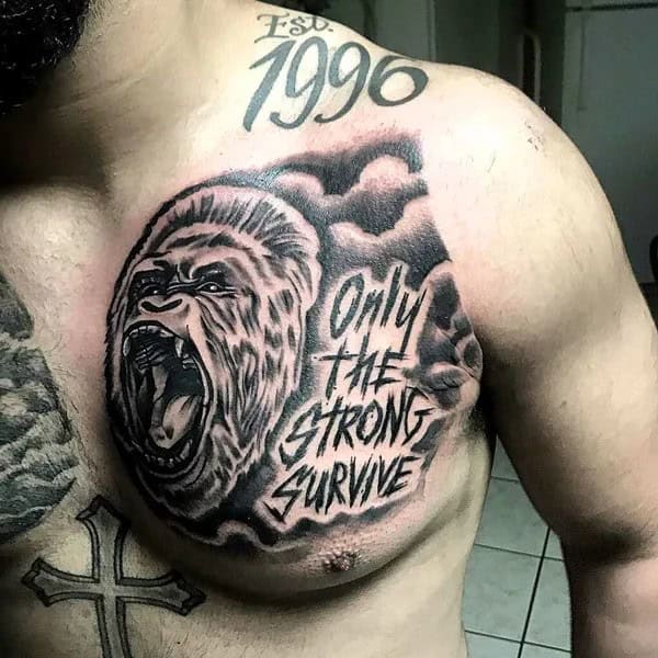 “Only The Strong Survive” Gorilla/Ape Tattoo