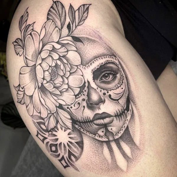 Female Sugar Skull Tattoo