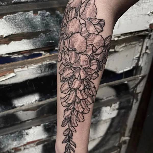 Wisteria Thigh Tattoo