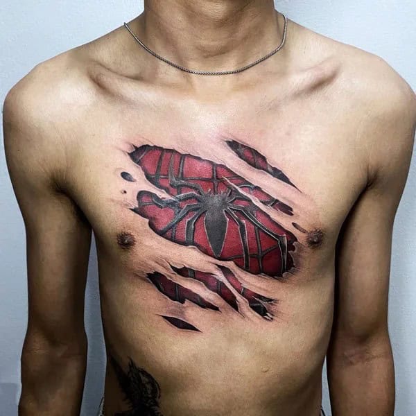 Spiderman Tattoo on Chest