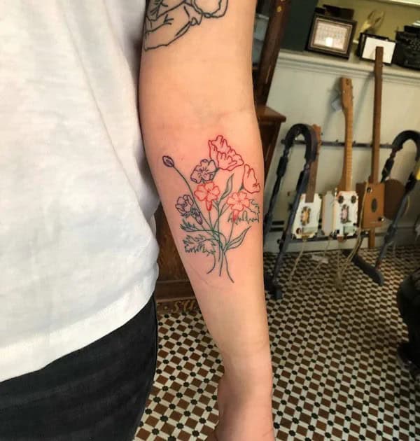 Fine Line Wildflower Tattoo