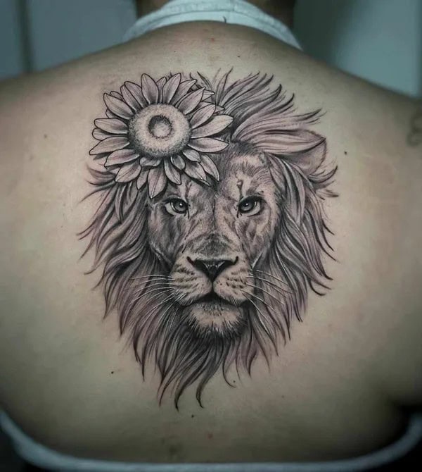 Lion Sunflower Tattoo