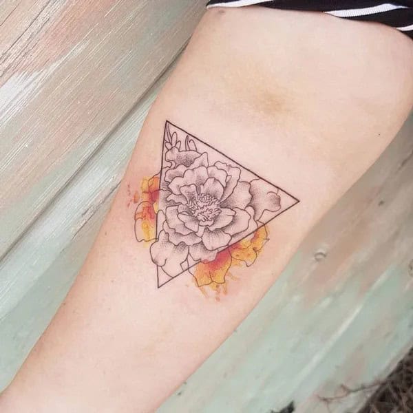 Geometric Marigold Tattoo