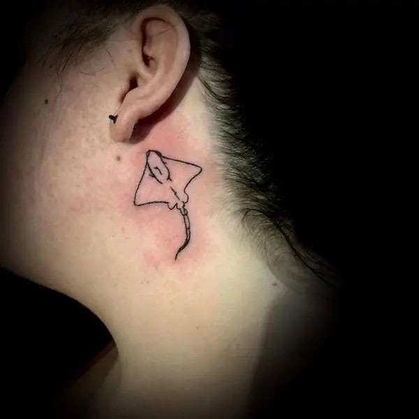 Stingray Tattoo Behind The Ear