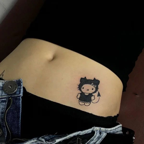 Black Hello Kitty Tattoo