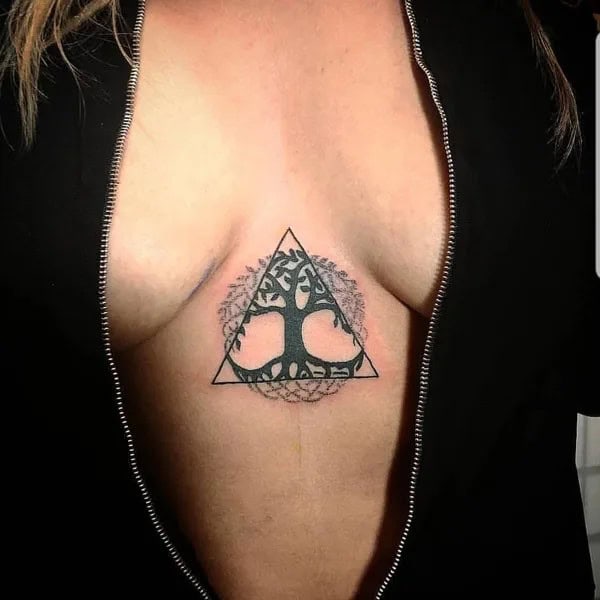 Geometric Tattoo Under Breast