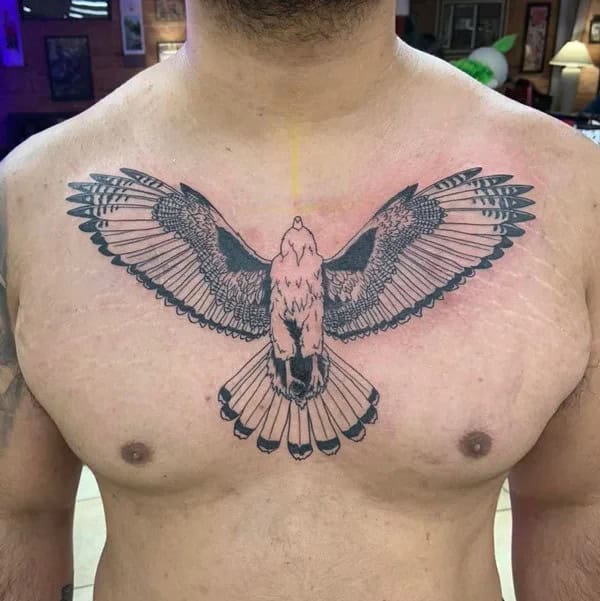 Hawk Chest Tattoo